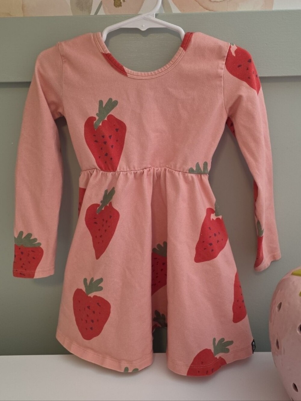 Rags to Raches Pink Dress with Red Strawberry Print 3/4 3t